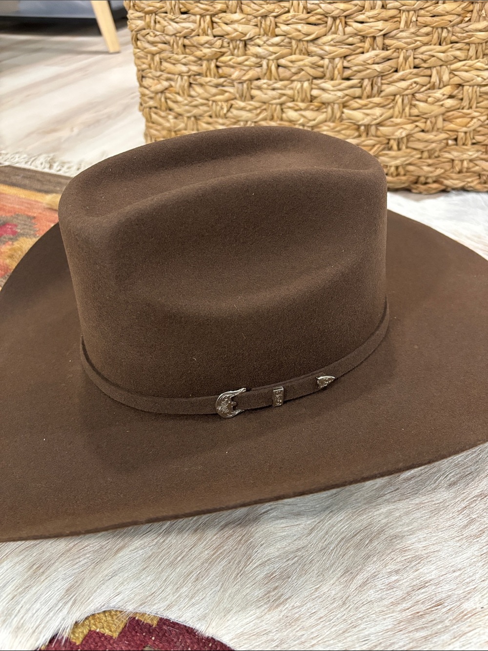 Ariat Brown Felt Western Cowboy Hat 7 5/8 - Picture 4 of 5